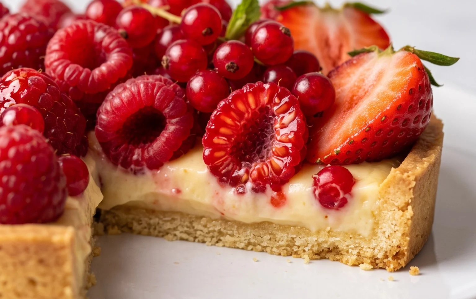 Tarte aux fruits rouges sur sablé breton