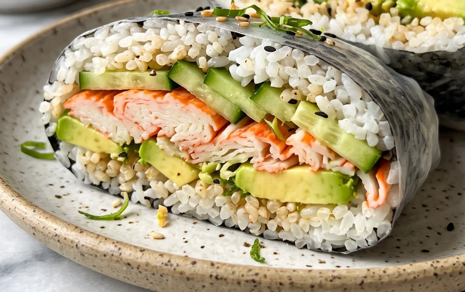California Roll Rice Paper Sushi Sandwich (Onigirazu)