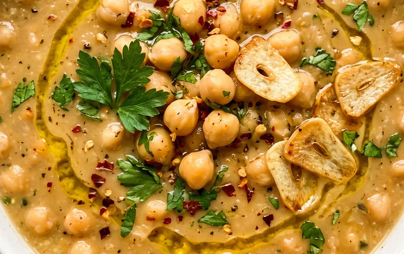 Vegan Garlic Chickpea Soup