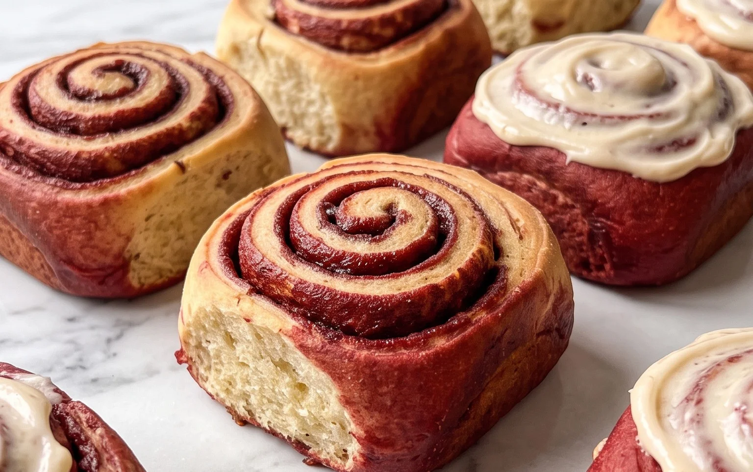 Rouleaux Cannelle Velours Rouge avec Mélange Gâteau