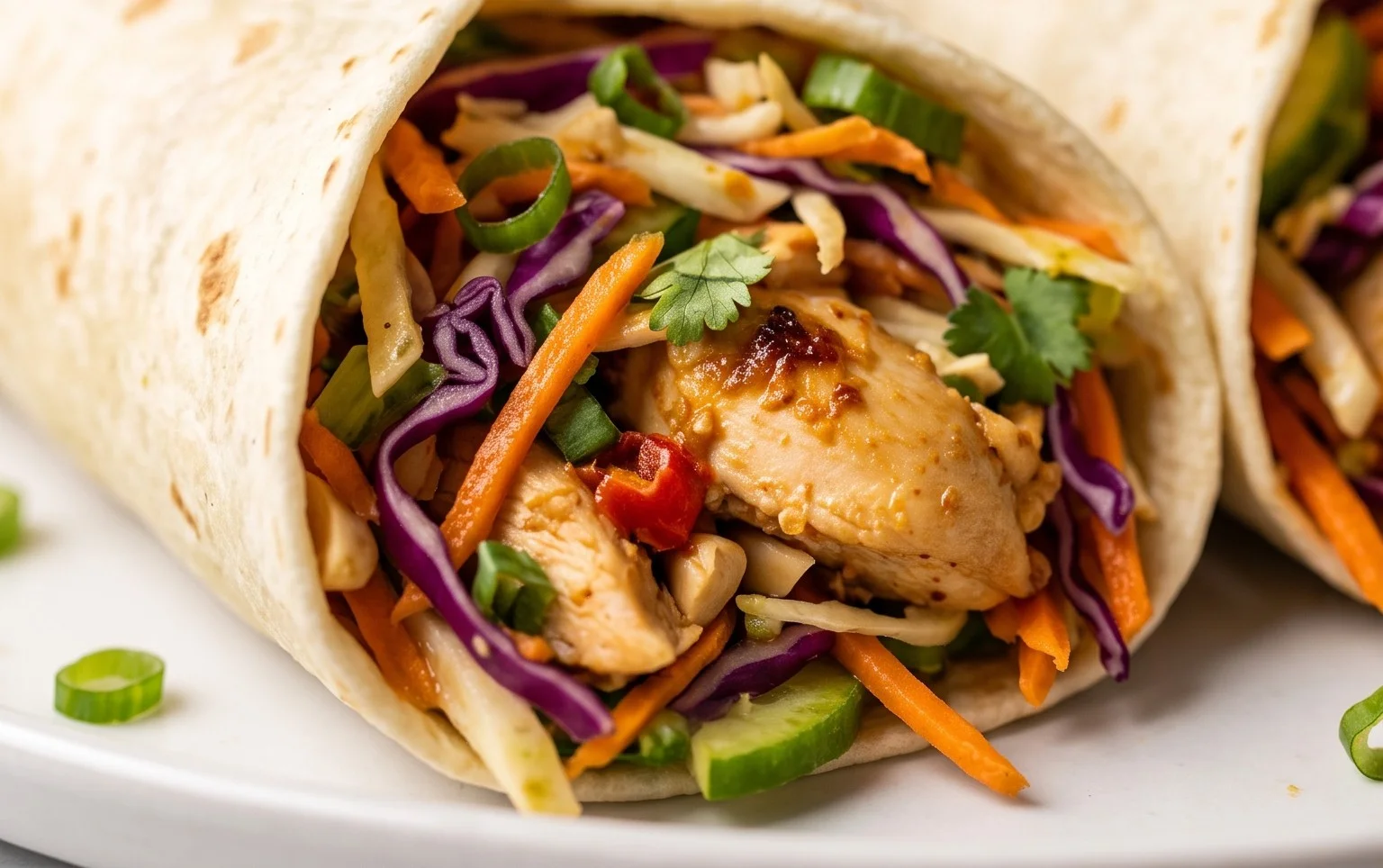 Thai Chicken Wrap with Crunchy Asian Slaw